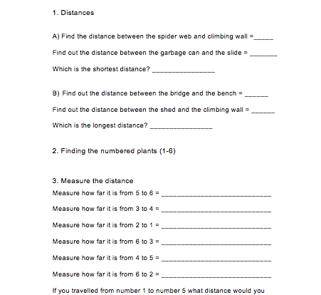 schoolyard distances student activity worksheet