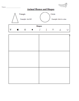 animal homes and shapes grade 1 activity