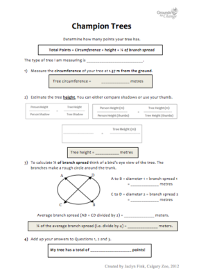 Champion Trees student activity resource