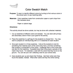 colour swatch match student resource activity educational