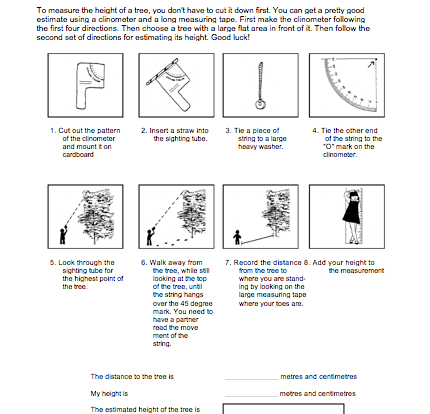 estimating tree heights student activity resource