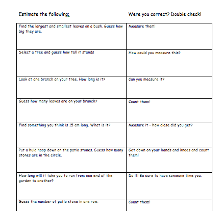 garden of guesses student resource activity about estimation