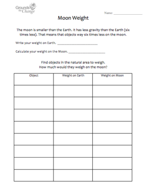 moon weight fun student worksheet activity resource