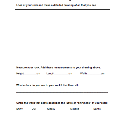 rock investigation student activity resource and worksheet