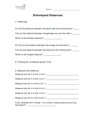 schoolyard distances student activity worksheet