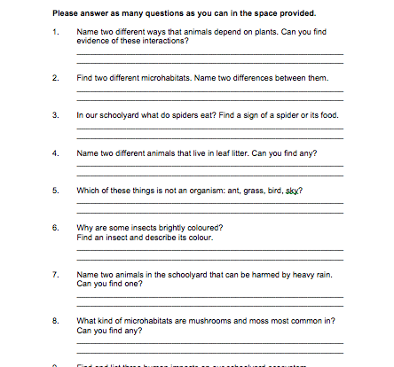 schoolyard ecosystems student activity resource