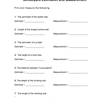 schoolyard estimation and measurement student activity resource