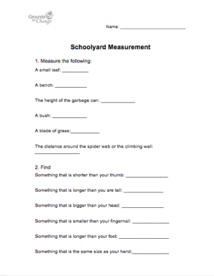 schoolyard measurement comparisons worksheet resource