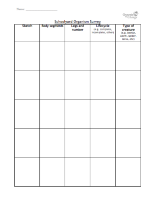 schoolyard organism survey student resource worksheet