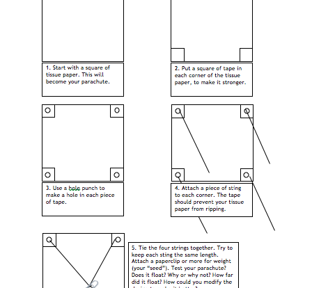 Seed Design Parachute student activity resource