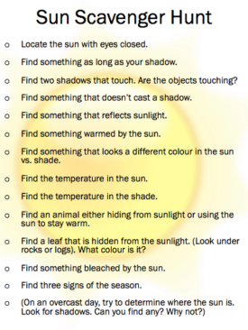 sun scavenger hunt fun student activity resource