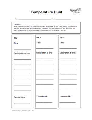 Temperature Hunt student activity resource