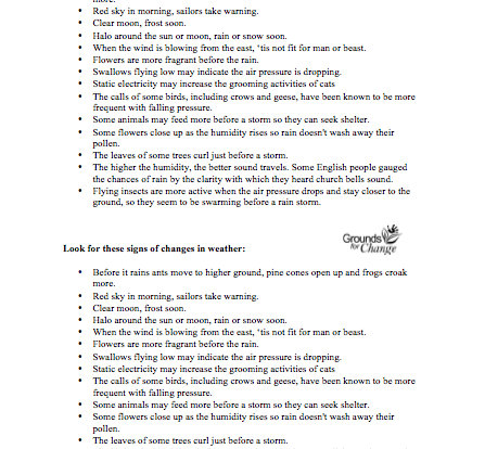 Weather Observation and Prediction student learning activity