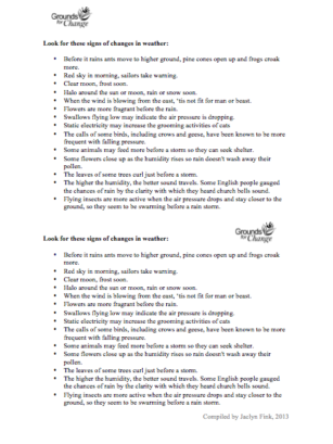 Weather Observation and Prediction student learning activity