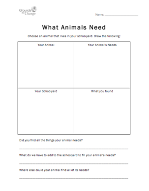 What animals need student learning worksheet