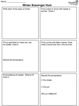 winter scavenger hunt student activity resource