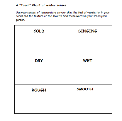 winter touch chart student activity